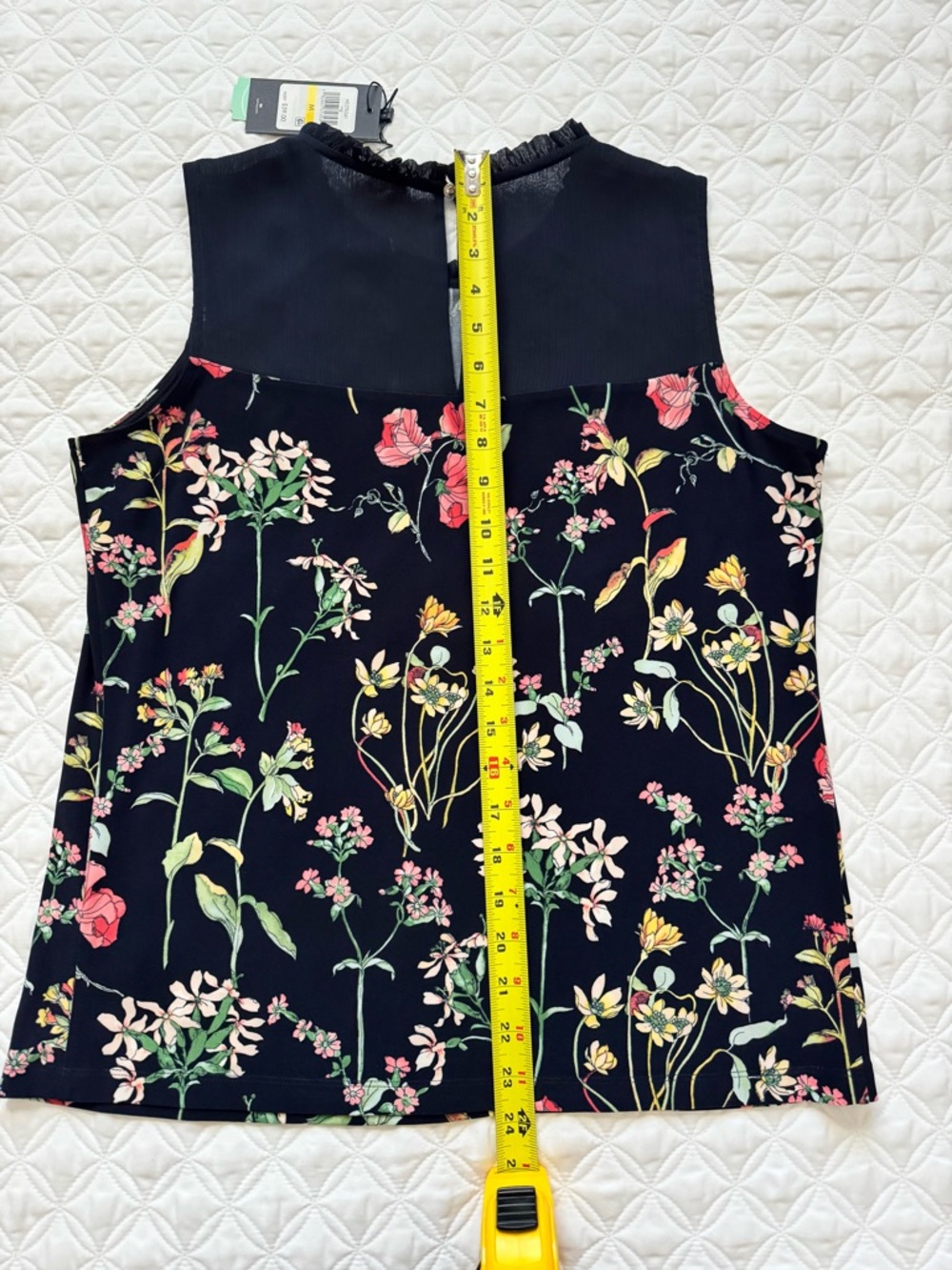 NWT Tommy Hilfiger Navy Carmellia Floral Ruffle Neck Sleeveless Tank Top Size M - Picture 13 of 15